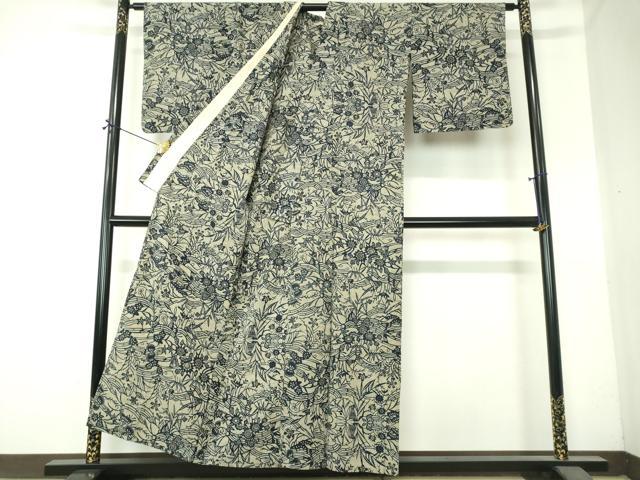 平和屋着物∴夏物　浴衣　注染　風景花松文　綿　逸品　DABI8813cd