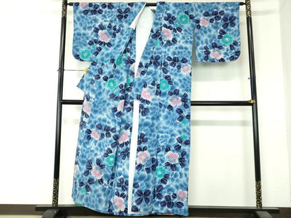 平和屋着物∴夏物　浴衣　注染　枝椿文　綿　逸品　DABI8808cd