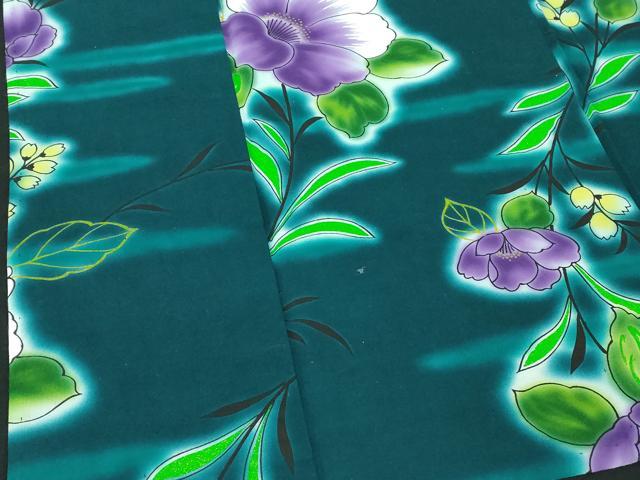 平和屋着物∴夏物　浴衣　注染　手縫い　枝花文　綿　逸品　未使用　DABI8815cd