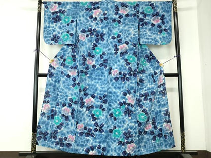 平和屋着物∴夏物　浴衣　注染　枝椿文　綿　逸品　DABI8808cd