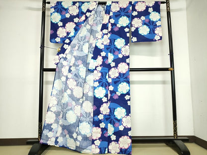 平和屋着物∴夏物　浴衣　源氏車文　舞梅　綿　逸品　DABI8803cd