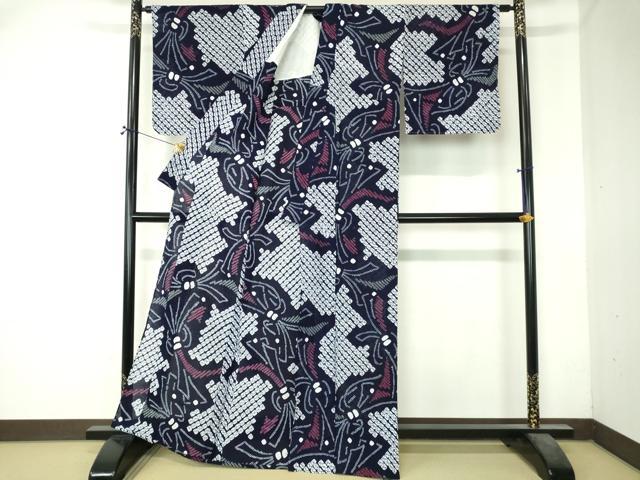 平和屋着物∴夏物　浴衣　有松鳴海絞り　束ね熨斗文　綿　逸品　未使用　DABI8818cd
