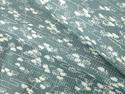 平和屋着物∴夏物　綿紅梅　小紋・浴衣兼用　手縫い　雲取り花文　綿絹　逸品　DABI8817cd
