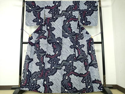 平和屋着物∴夏物　浴衣　有松鳴海絞り　束ね熨斗文　綿　逸品　未使用　DABI8818cd