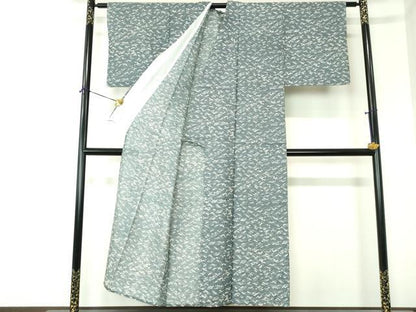 平和屋着物∴夏物　綿紅梅　小紋・浴衣兼用　手縫い　雲取り花文　綿絹　逸品　DABI8817cd