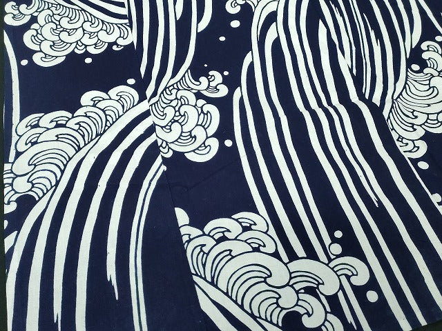 平和屋着物∴夏物　浴衣　注染　荒波文　綿　逸品　DABI8804cd