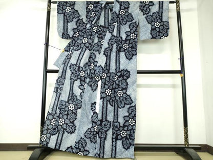 平和屋着物∴夏物　浴衣　有松鳴海絞り　枝花文　綿　逸品　DABI8840cd