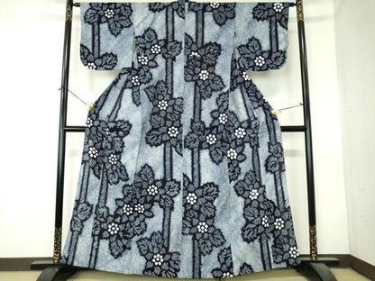 平和屋着物∴夏物　浴衣　有松鳴海絞り　枝花文　綿　逸品　DABI8840cd