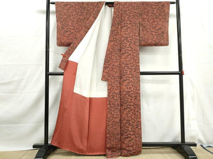 平和屋着物■上質な小紋　松竹梅　鬼しぼ縮緬　正絹　逸品　DABJ0174qa