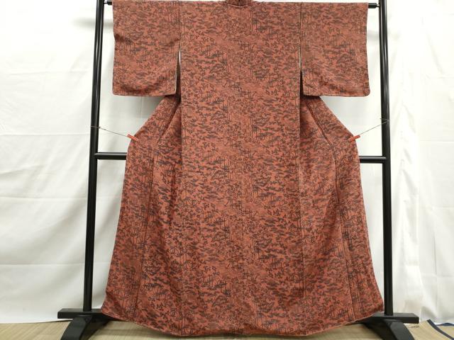 平和屋着物■上質な小紋　松竹梅　鬼しぼ縮緬　正絹　逸品　DABJ0174qa