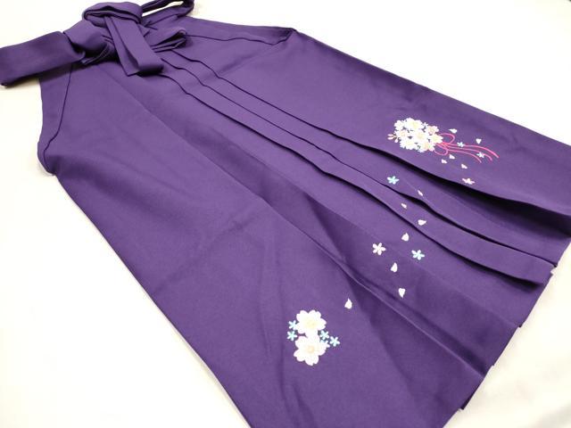 平和屋着物[]女の子　子供　行灯袴　総刺繍　くす玉舞桜文　菖蒲色　金糸　洗える着物　DABH5444ea