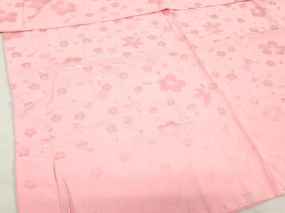 平和屋着物[]女の子　子供　長襦袢　無双仕立て　舞花地紋　桃色　半衿刺繍　逸品　DABH5472ea