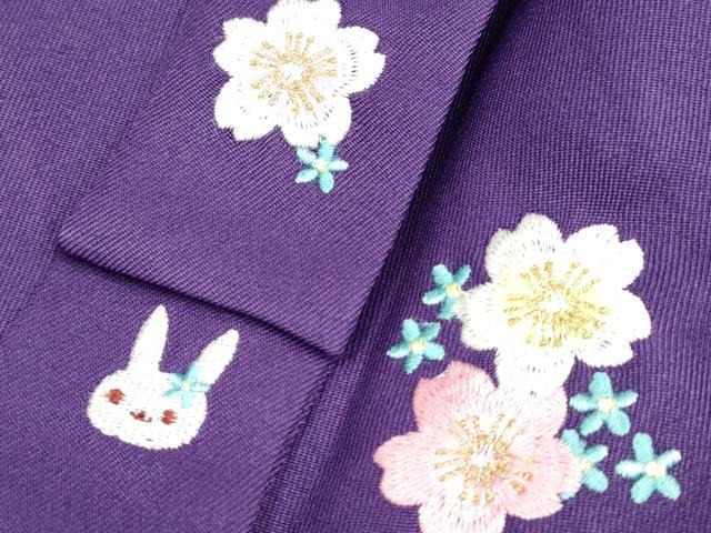 平和屋着物[]女の子　子供　行灯袴　総刺繍　くす玉舞桜文　菖蒲色　金糸　洗える着物　DABH5444ea