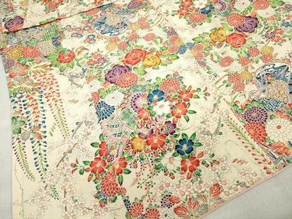 平和屋着物[]七五三　女の子　３歳　祝着　三つ身　鼓花文　逸品　DABH5466ea