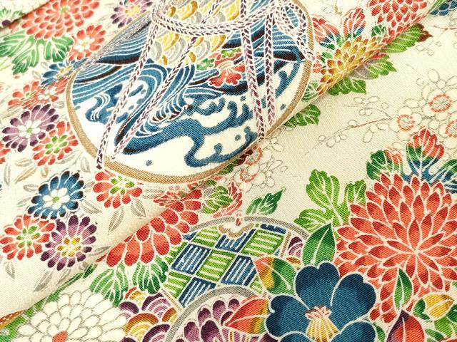平和屋着物[]七五三　女の子　３歳　祝着　三つ身　鼓花文　逸品　DABH5466ea