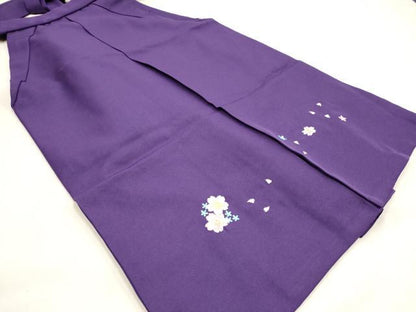 平和屋着物[]女の子　子供　行灯袴　総刺繍　くす玉舞桜文　菖蒲色　金糸　洗える着物　DABH5444ea