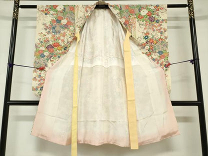 平和屋着物[]七五三　女の子　３歳　祝着　三つ身　鼓花文　逸品　DABH5466ea