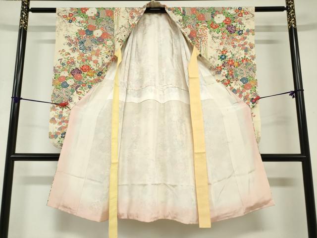 平和屋着物[]七五三　女の子　３歳　祝着　三つ身　鼓花文　逸品　DABH5466ea