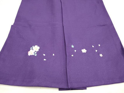 平和屋着物[]女の子　子供　行灯袴　総刺繍　くす玉舞桜文　菖蒲色　金糸　洗える着物　DABH5444ea
