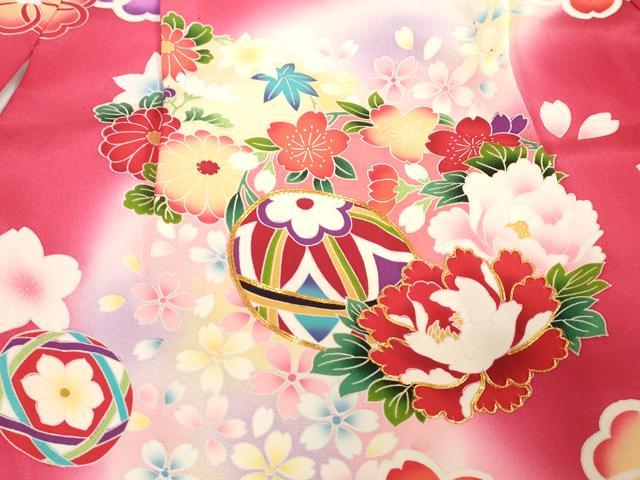 平和屋着物[]お宮参り　女の子　祝着　産着　初着　のしめ　飾り付き　花鞠文　暈し染め　逸品　DABH5504ea