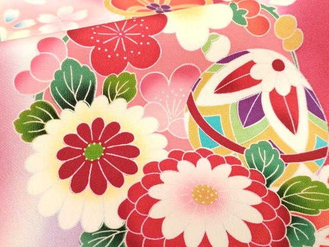 平和屋着物[]お宮参り　女の子　祝着　産着　初着　のしめ　飾り付き　花鞠文　暈し染め　逸品　DABH5504ea