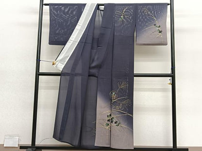 平和屋着物＊夏物　訪問着　絽　手描き　秋草丸文　暈し染め　金彩　正絹　逸品　BAAY4197hv