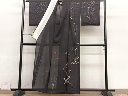 平和屋着物＊夏物　訪問着　絽　枝花文　正絹　逸品　BAAY4198hv