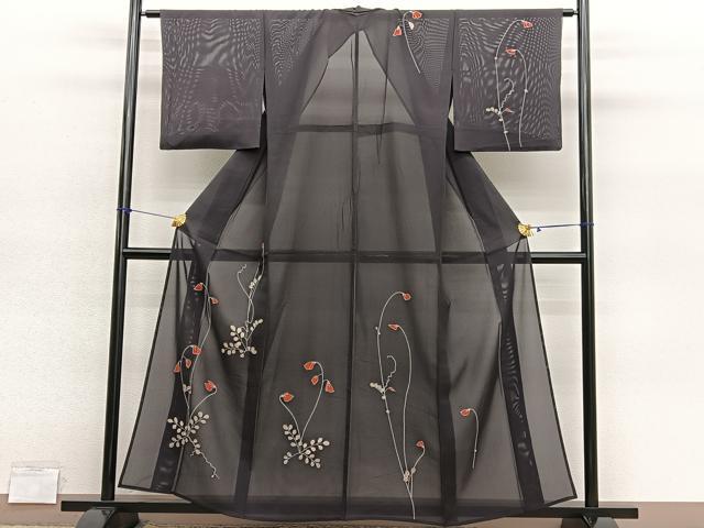 平和屋着物＊夏物　訪問着　絽　枝花文　正絹　逸品　BAAY4198hv