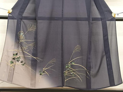 平和屋着物＊夏物　訪問着　絽　手描き　秋草丸文　暈し染め　金彩　正絹　逸品　BAAY4197hv