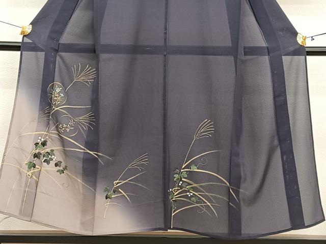 平和屋着物＊夏物　訪問着　絽　手描き　秋草丸文　暈し染め　金彩　正絹　逸品　BAAY4197hv