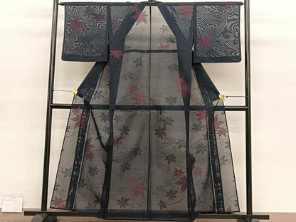 平和屋着物＊夏物　小紋　紗　竜田川　正絹　逸品　BAAY4196hv