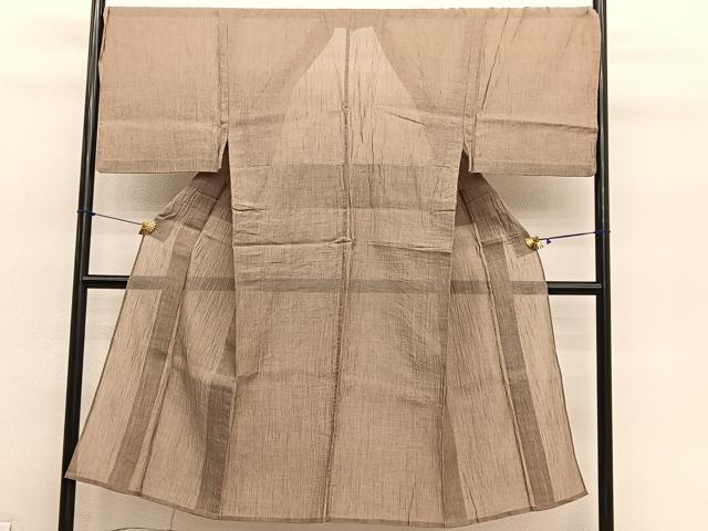 平和屋着物＊夏物　男性　本場小千谷ちぢみ　白茶色　麻　逸品　BAAY4188hv