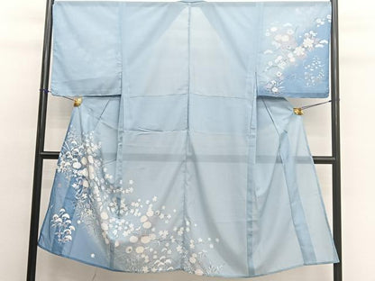 平和屋着物＊夏物　男性　訪問着　絽　草花文　暈し染め　正絹　逸品　BAAY4239hv