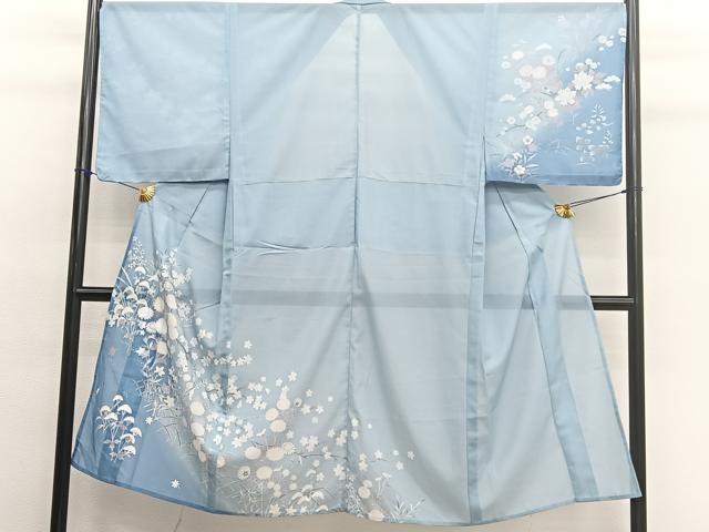 平和屋着物＊夏物　男性　訪問着　絽　草花文　暈し染め　正絹　逸品　BAAY4239hv