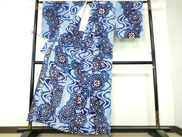 平和屋着物∴夏物　浴衣　有松鳴海絞り　流水花文　綿　逸品　DABI8849cd