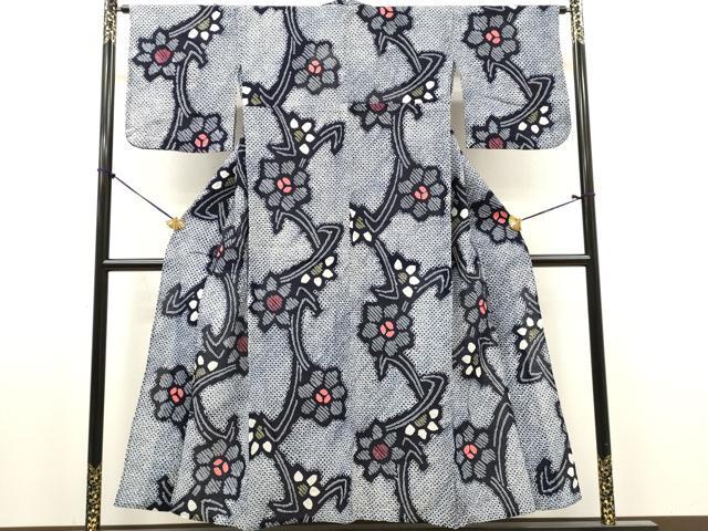 平和屋着物∴夏物　浴衣　有松鳴海絞り　枝花文　綿　逸品　DABI8877cd