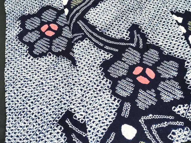 平和屋着物∴夏物　浴衣　有松鳴海絞り　枝花文　綿　逸品　DABI8877cd