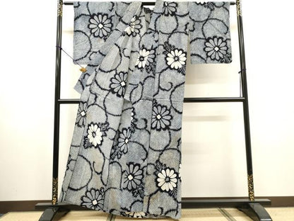 平和屋着物∴夏物　浴衣　有松鳴海絞り　花唐草文　綿　逸品　DABI8886cd