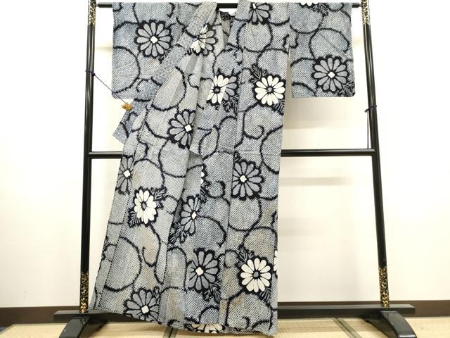 平和屋着物∴夏物　浴衣　有松鳴海絞り　花唐草文　綿　逸品　DABI8886cd