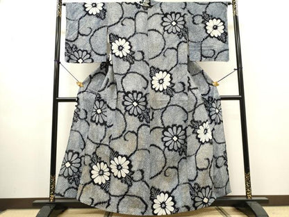 平和屋着物∴夏物　浴衣　有松鳴海絞り　花唐草文　綿　逸品　DABI8886cd