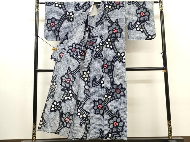 平和屋着物∴夏物　浴衣　有松鳴海絞り　枝花文　綿　逸品　DABI8877cd