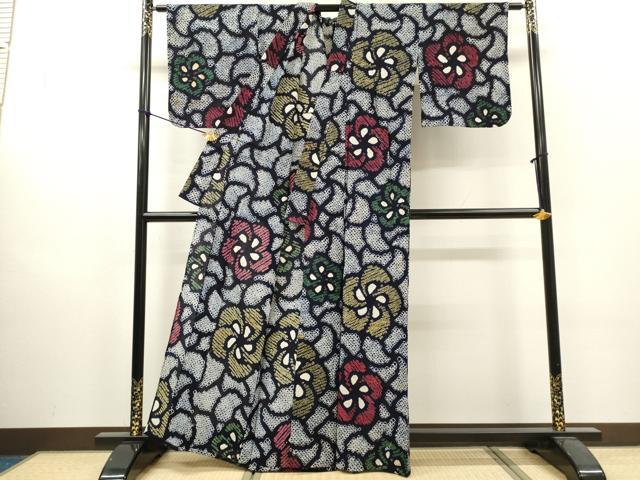 平和屋着物∴夏物　浴衣　有松鳴海絞り　舞花文　綿　逸品　DABI8893cd