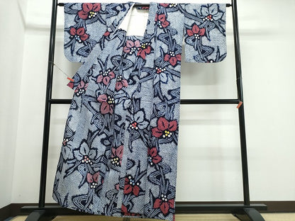 平和屋着物∴夏物　浴衣　有松鳴海絞り　流水杜若　綿　逸品　CABK5329ng