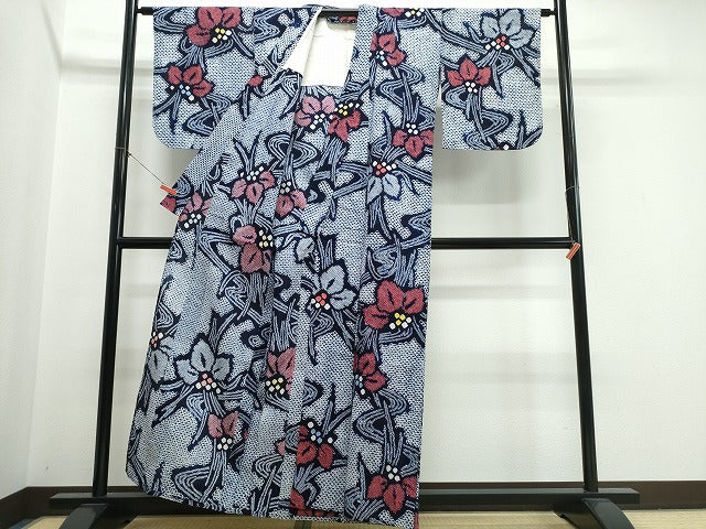 平和屋着物∴夏物　浴衣　有松鳴海絞り　流水杜若　綿　逸品　CABK5329ng