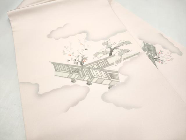 平和屋着物●塩瀬　九寸名古屋帯　作家物　手描き　風景文　正絹　逸品　CABL1017hy