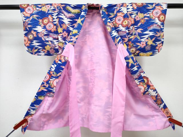 平和屋着物[]女の子 子供 ベビー着物 被布セット 型染 吉祥花文 洗える着物 DABG3293ma