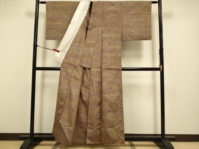 平和屋着物▽上質な紬　単衣　霞文　正絹　逸品　DABI4491du