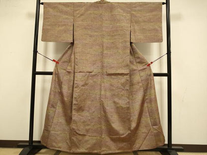 平和屋着物▽上質な紬　単衣　霞文　正絹　逸品　DABI4491du