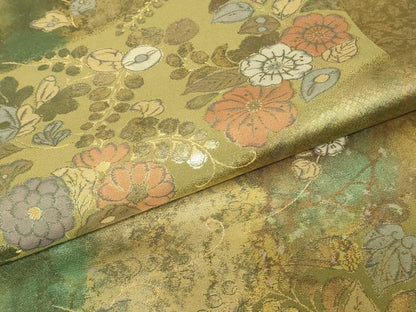 平和屋着物▼六通柄袋帯　辻が花　金糸　引箔　正絹　逸品　DABJ1180az