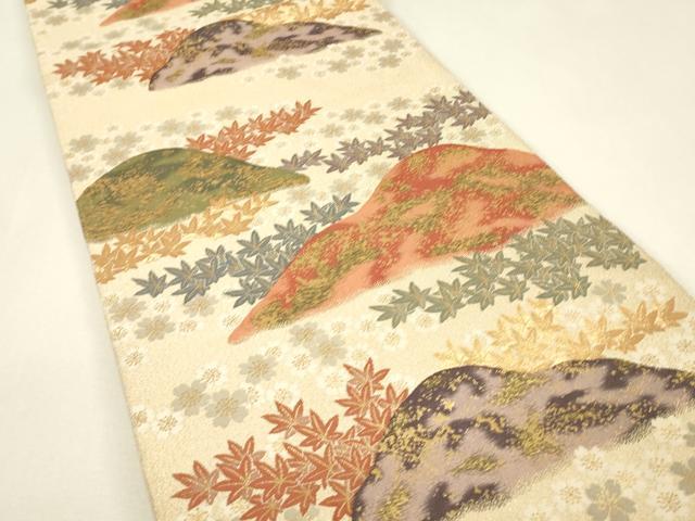 平和屋着物▼六通柄袋帯　花楓文　紹巴　金糸　正絹　逸品　DABJ1156az